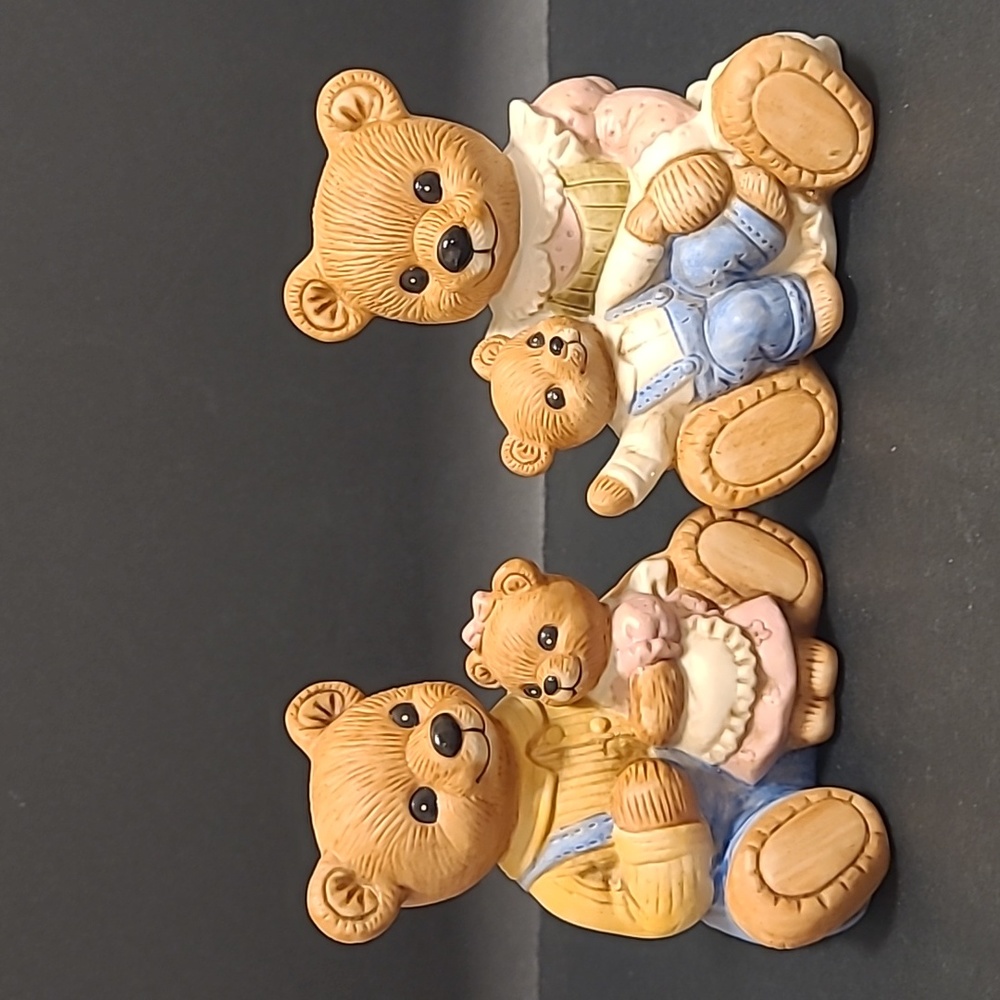 Set of 2 Homco Dad and Mom with Kids Bears